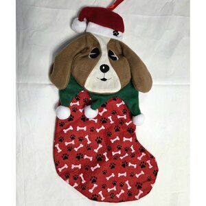 Furry & Fabulous Dog Holiday Stocking 17" Santa Hat NWT